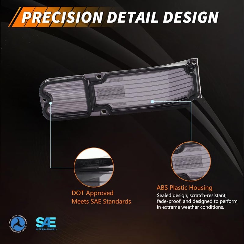 MOTRUM Tail Light Lens Compatible with Chevy Chevelle 1966, [DOT] [IP67 Waterproof] Tail Lamp Lens (Left + Right), Replace OEM #CH-TL/RL-66, 1 Pair, Smoked Lens - Image 5